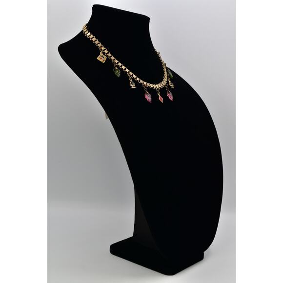 Glass Works Studios Anna Koplik Charm Necklace Collar Casino Cards Signed BinBN - Picture 5 of 12